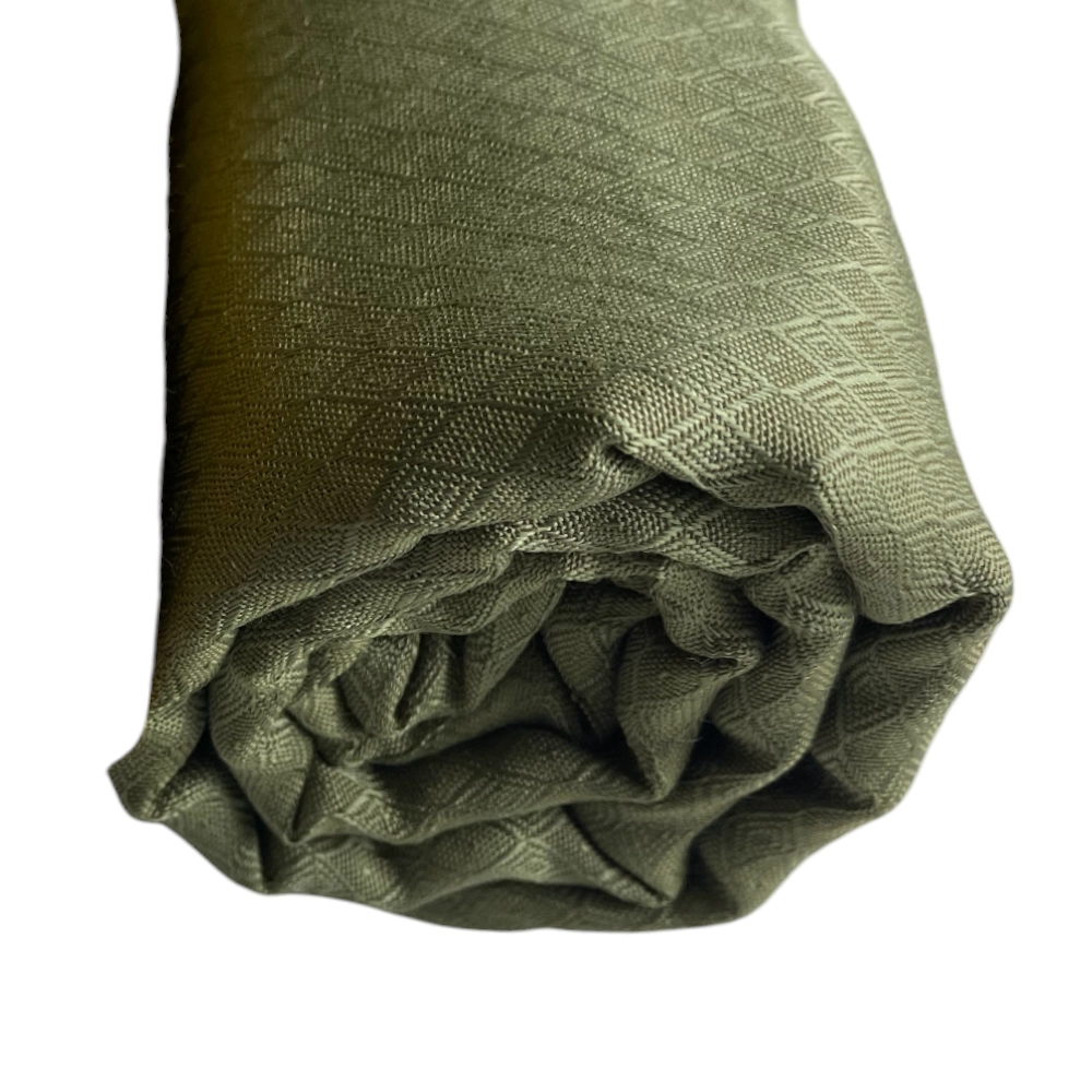 روسری نخی ساده رنگ زیتونی سیر طرح کندویی کد 12-123